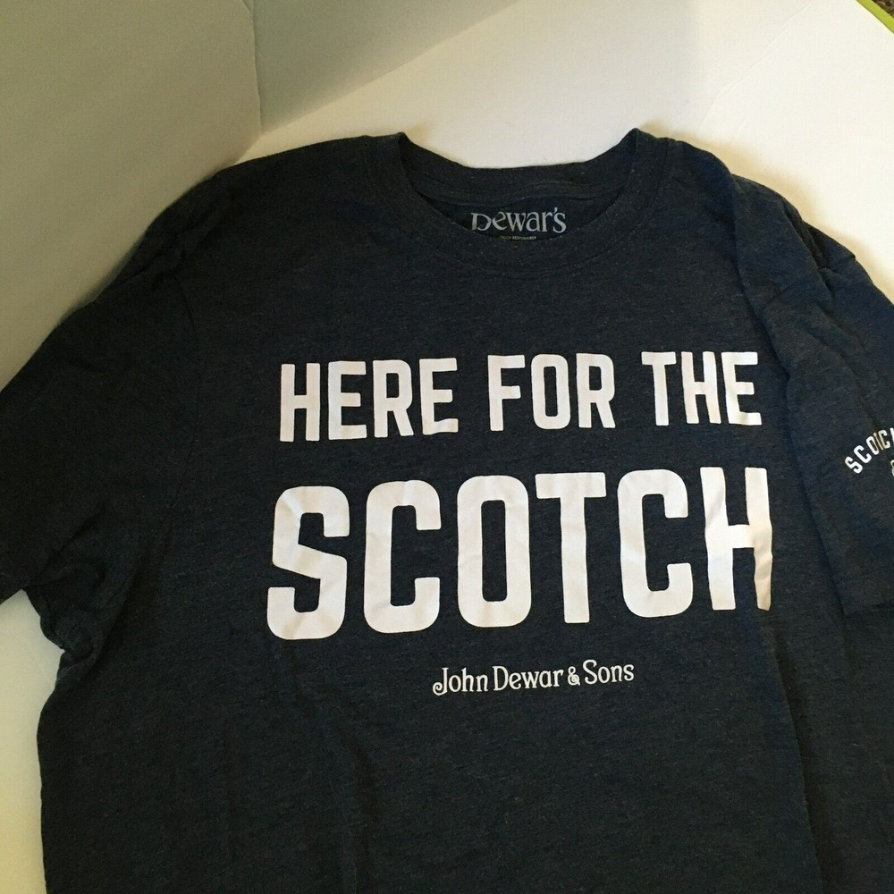 Dewars Here For The Scotch Whisky T Shirt Sz L Bar Pub Scotland John And Sons